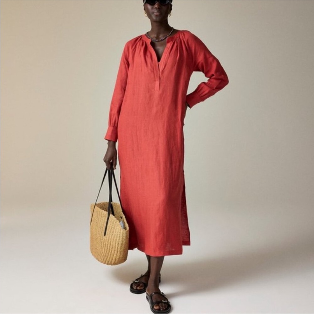 NWT J. Crew Cabana Dress in Linen Size Large Tall - Picture 3 of 11